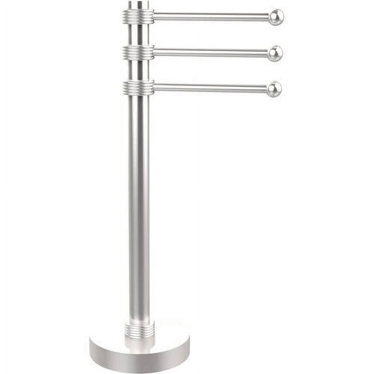 Allied Brass Vanity Top 3 Swing Arm Guest Towel Holder with Groovy Accents in Satin Chrome Allied Brass Vanity Top 3 Swing Arm Guest Towel Holder with Groovy Accents in Satin Chrome