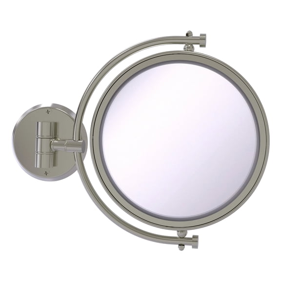 Allied Brass WM-4/2X 8 Inch Wall Mounted 2X Magnification Make-Up Mirror, Satin Nickel