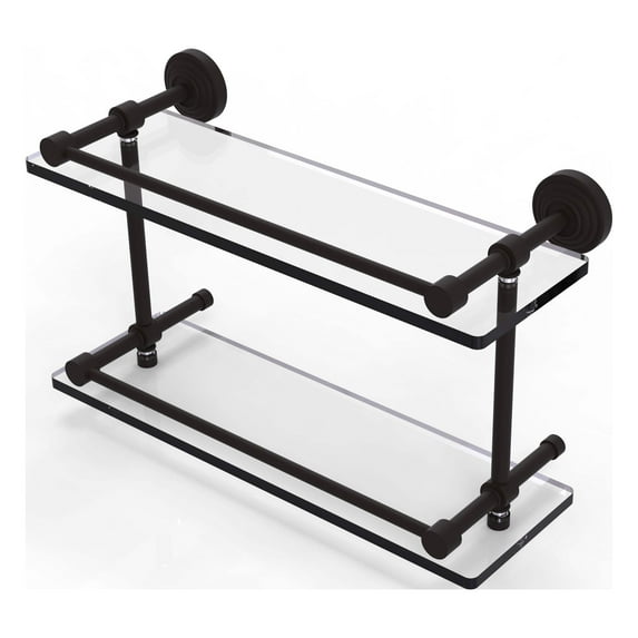Allied Brass WP-2/16-GAL-ORB Waverly Place 16 Inch Double Glass Shelf with Gallery Rail, Oil Rubbed Bronze