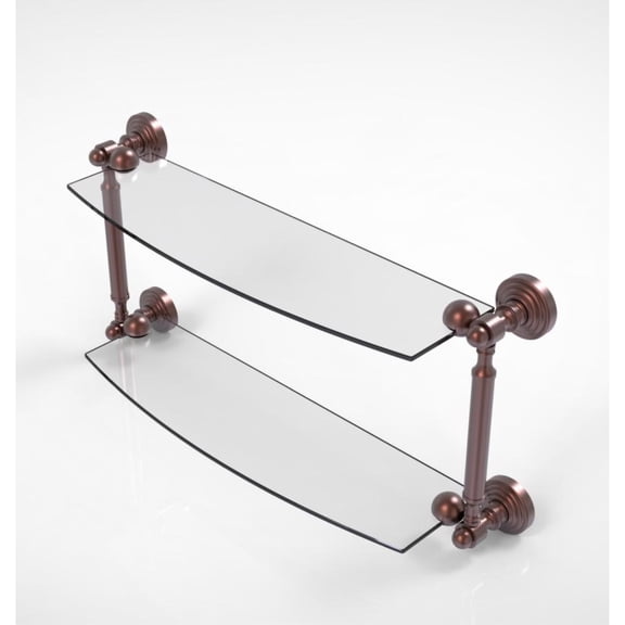 Allied Brass WP-34/18 Waverly Place Collection 18 Inch Two Tiered Glass Shelf, Antique Copper