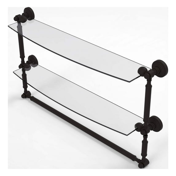 Allied Brass WP-34TB/24 Waverly Place Collection 24 Inch Two Tiered Integrated Towel Bar Glass Shelf, Oil Rubbed Bronze