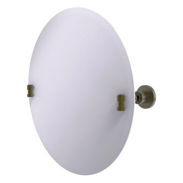 Allied Brass WS-90 Frameless Round Tilt Beveled Edge Wall Mirror, Antique Brass