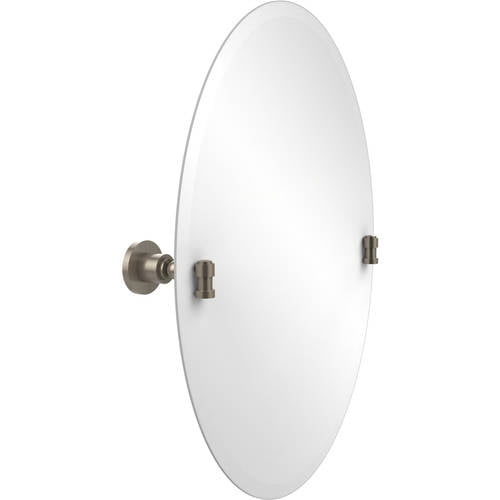 Allied Brass WS-91 Frameless Oval Tilt Beveled Edge Wall Mirror, Antique Pewter
