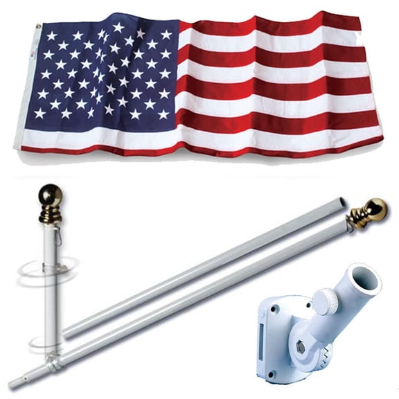 Allied Flag U.S. Flag Set - 3' x 5' Embroidered Polyester Flag and 6' Spinn