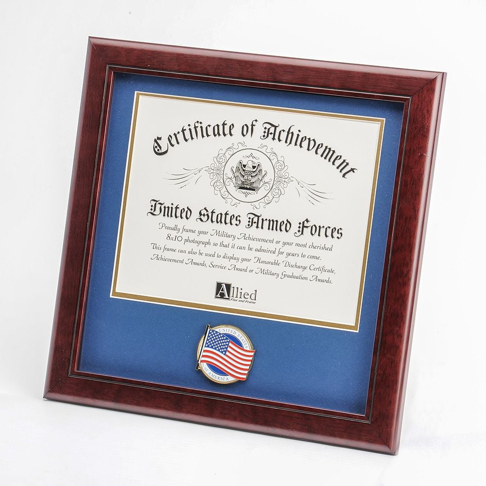 Allied Frame US American Flag Certificate of Achievement Picture Frame with Medallion