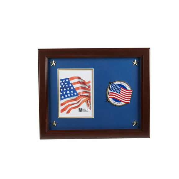 Allied Frame US American Flag Patriotic Picture Frame with Medallion and Stars - 5 x 7 inch