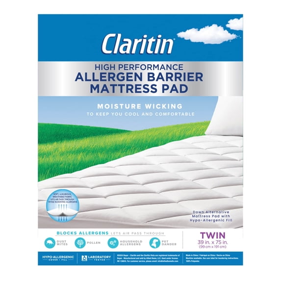 Allied Home LLC Claritin Allergen Barrier Mattress Pad - WHITE Twin