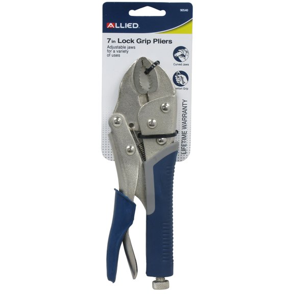 Allied Int 90540 7" Lock Grip Curved Jaw Pliers with Cutter