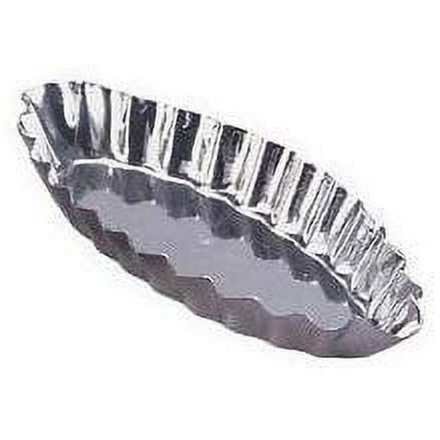 Allied Metal BARF4120 Fluted Barquette Oval Boat Baking Mold, Heavy Tin, 3-1/2 by 1-2/3 by 1/3-Inch