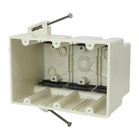 Allied Moulded 3016802 56.5 cu. in. Rectangle Fiberglass 3 Gang Electrical Box, Off White