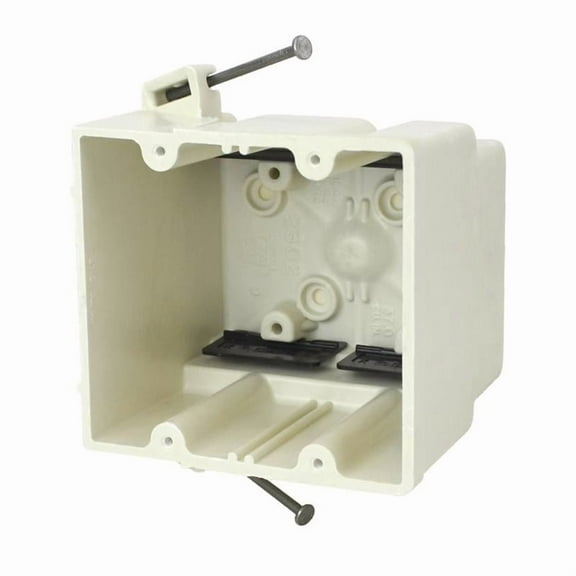 Allied Moulded 3016798 37 cu. in. Square PVC 2 Gang Electrical Box, Off White