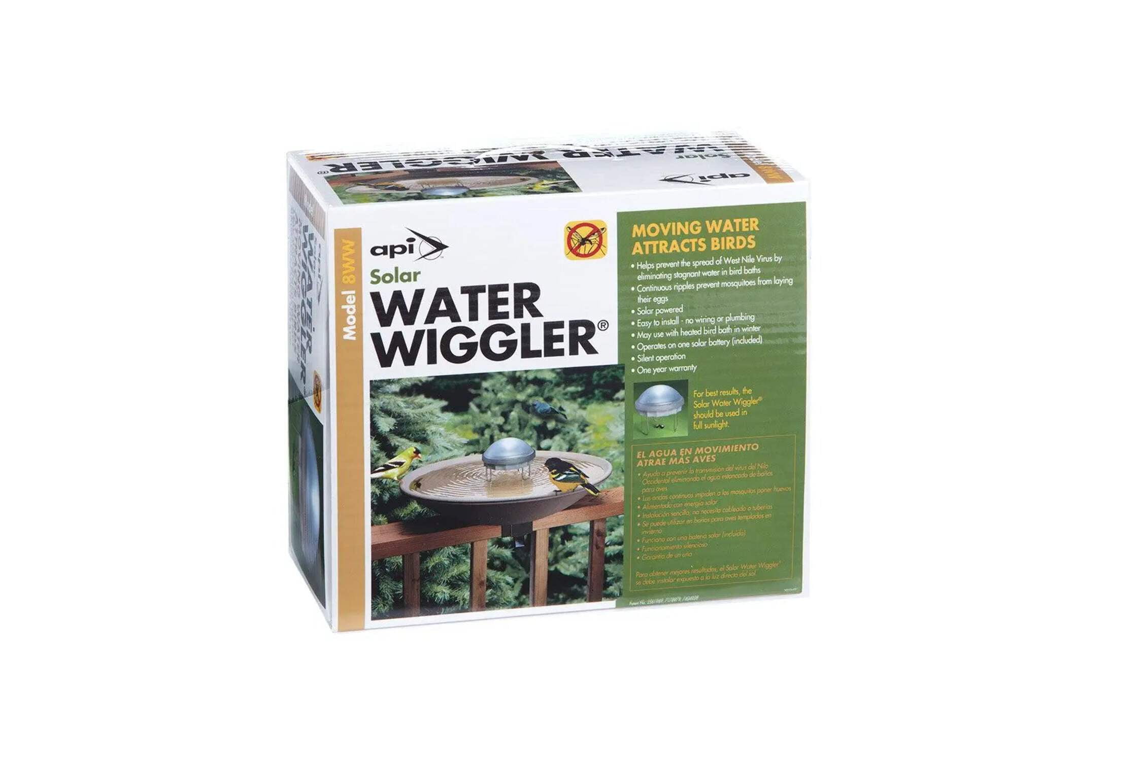 White Solar-Powered Plastic Birdbath Water Wiggler