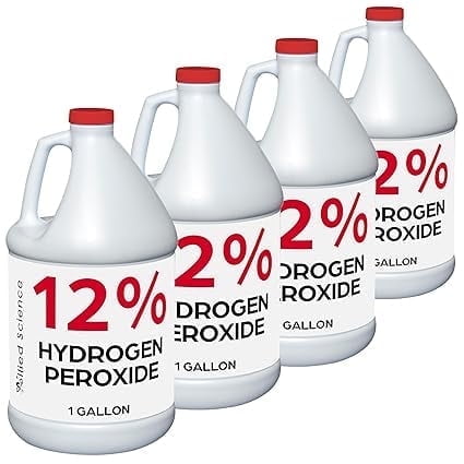 Allied Science 12% Food Grade Hydrogen Peroxide, Concentrated Solution, 4 Gallon, for Home Cleaning, Water Treatment and Plants