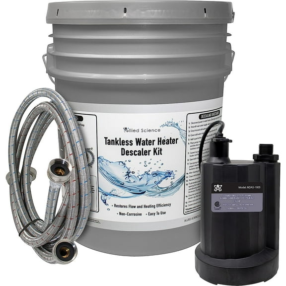 Allied Science Tankless Water Heater Flush Kit with 1/6 HP Extra Strength Submersible Pump