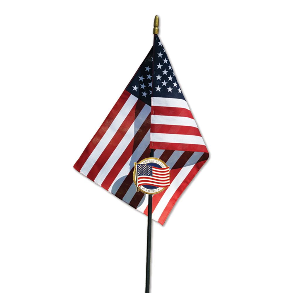 Allied U.S. Flag Veteran Grave Marker With 30 Inch Tall American Cemetery Flag