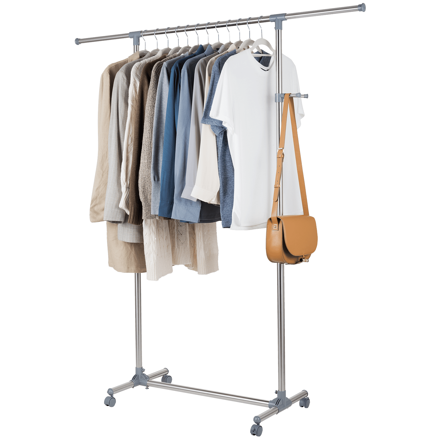 Allieroo Stainless Steel Adjustable Rolling Garment Rack Portable Clothes  Hanger Single Rail