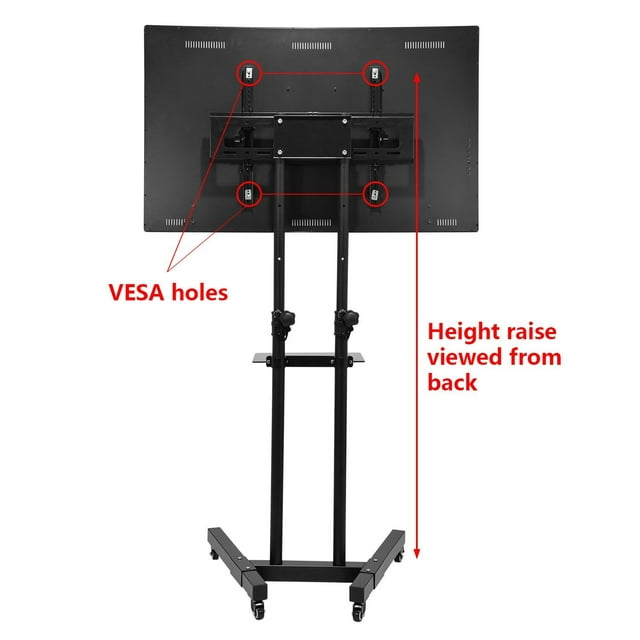 Allieroo TV Mobile Stand Height Adjustable for Most 32-65 Inch TVs Flat Panel Screens with Wheels