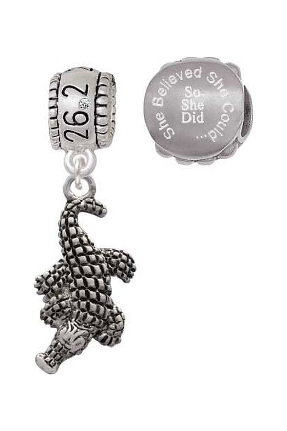 Alligator 26.2 Marathon Run She Believed She Could Charm Beads (Set of 2)
