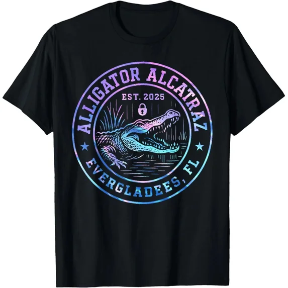 Alligator Alcatraz | Florida Everglades Parody Design T-Shirt, Size S - 5xL