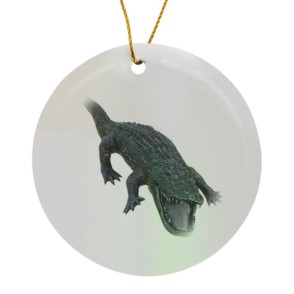 3drose, Alligator Attacking to the Front, Circle Porcelain Ornament