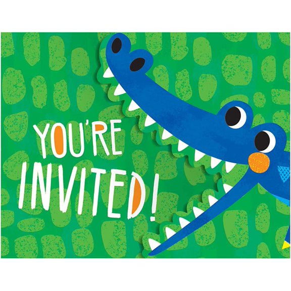 Alligator Birthday Party Invitations, 8 ct