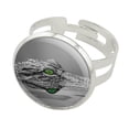 thumbnail image 1 of Alligator Black and White Green Eyes Silver Plated Adjustable Novelty Ring, 1 of 4