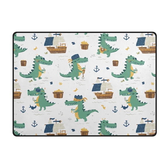 Alligator Boat Pattern Area Rug 63x48 Inch Non Slip Absorbent Soft for Bedroom Entryway