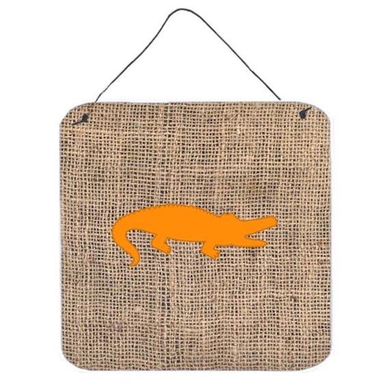 Alligator Burlap And Orange Aluminium Metal Wall Or Door Hanging Prints - 6 x 6 In.