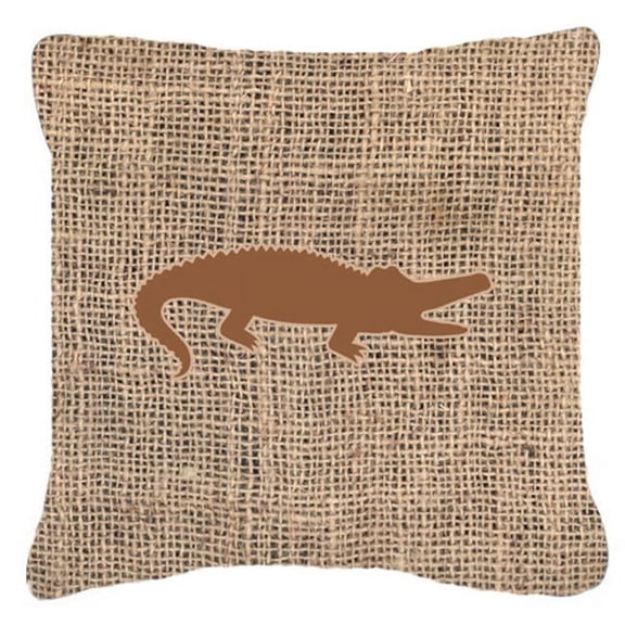 Alligator Burlap and Brown Indoor & Outdoor Decorative Fabric Pillow - 18 x 18 in.