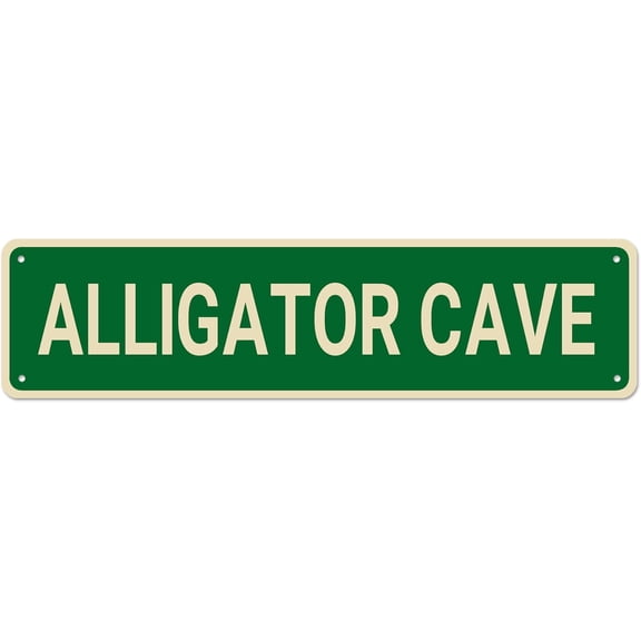 Alligator Cave Sign, Alligator Sign Alligator Decor Alligator Lover Gift, Funny Wall Decor for Man CaveHomeMan Cave, Quality Metal Signs 16x4 Inch