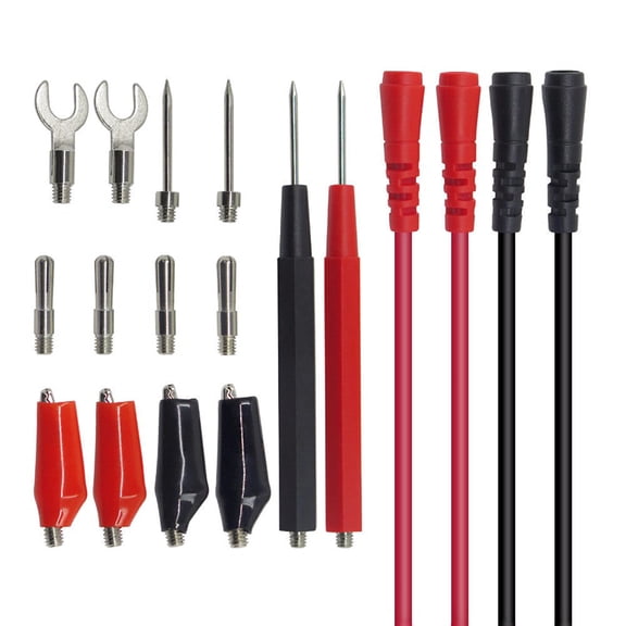 Alligator Clip Multimeter Probe Test Leads Kit Sharp Gold-Plated Points, Soft Handle for IC Pins, LEDs Small Components