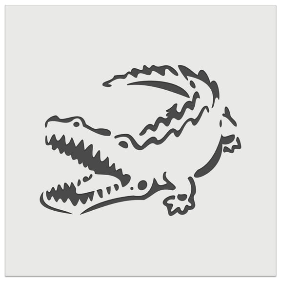 Alligator Crocodile Basking With Jaws Open DIY Cookie Wall Craft Stencil - 3.5 Inch