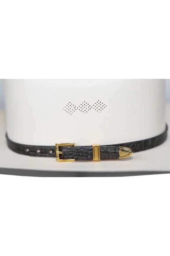 Alligator Crocodile Cowboy Hat Band Gold Plated 3 Piece Buckle Set Handmade 26