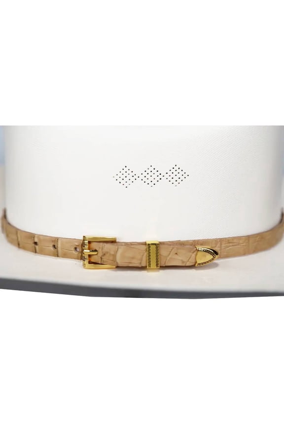 Alligator Crocodile Cowboy Hat Band Gold Plated 3 Piece Buckle Set Handmade 26