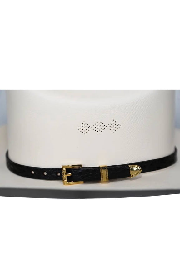 Alligator Crocodile Cowboy Hat Band Gold Plated 3 Piece Buckle Set Handmade 26