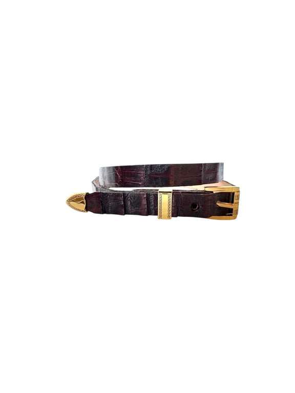 Alligator Crocodile Cowboy Hat Band Gold Plated 3 Piece Buckle Set Handmade 26