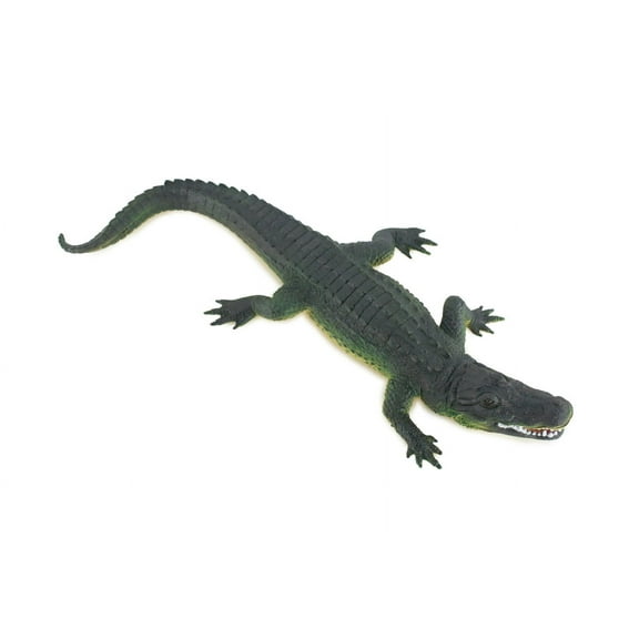 Alligator, Crocodile, High Quality, Hand Painted, Hard Rubber, Realistic Reptile, Toy Figure, Model, Replica, Kids, Educational, Gift, 16" IM16 B654