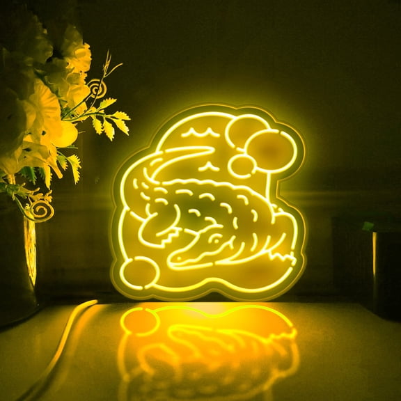 Alligator Crocodile Led Light Box, Dimmable Neon-Like Light Signs USB Power for Wall Decor Bedroom Decoration, RGB Light (WxH) 16"x16"