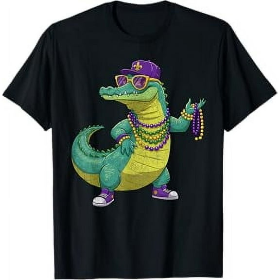 Alligator Crocodile Mardi Gras 2025 Men Women Mardi Gras Tee Mardi Gras Matching, Fleur De Lis Top, Popular Mardi Gras