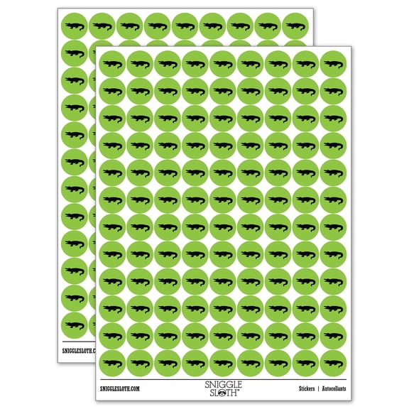 Alligator Crocodile Solid 200+ Round Stickers - Light Green - Gloss Finish - 0.50" Size