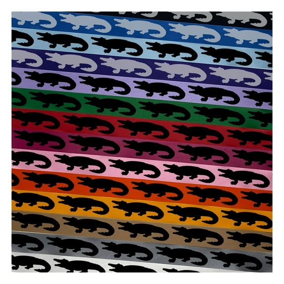 Alligator Crocodile Solid Satin Ribbon for Gift Wrapping Bows Craft DIY Projects - 3 Yards - Green Ribbon/Black Printing - 1 Inch Width