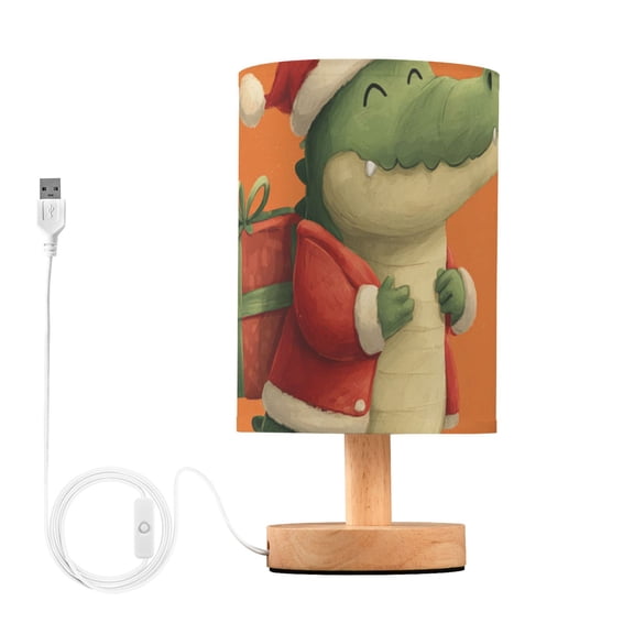 Alligator Crocodile with Christmas Gift on Back Table Lamp with USB Port LED Warm Light Lamp Night Light Home Decor