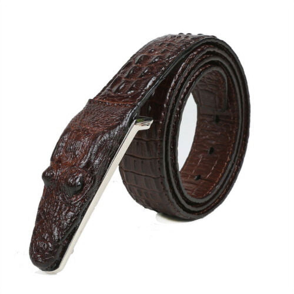 3cm Female Croc Embossed Leather Belt