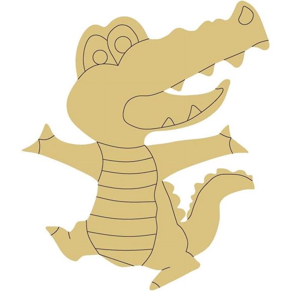 Alligator Design by Lines Cutout Unfinished Wood Swamp Crocodile Animal Door Hanger MDF Shape Canvas Style 2 Art 1 (24")