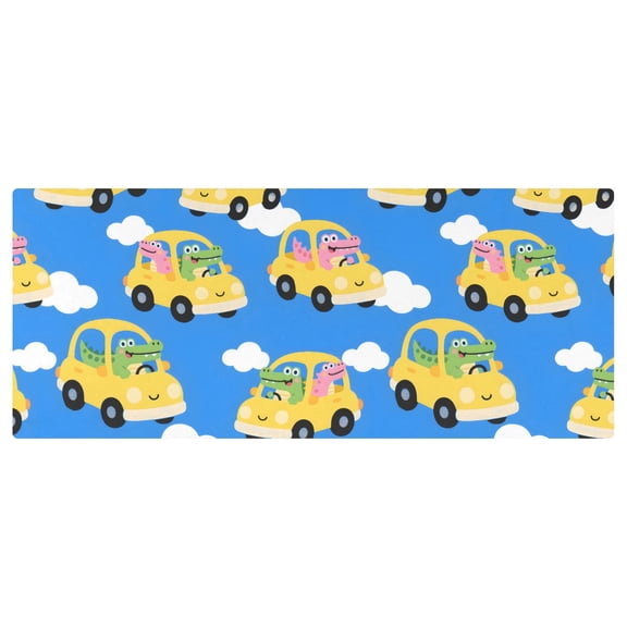 Alligator Driving Pattern Stretch Fitted Tablecloth 2.5x6ft Elastic Wrinkle Resistant Cover
