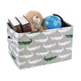 thumbnail image 1 of Alligator Fabric Covered Collapsible Box Gray/Green 3-Piece Set, 1 of 4