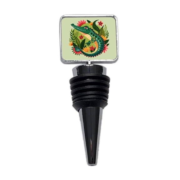 Alligator Floral Flowers Wine Bottle Stopper Cap Plug