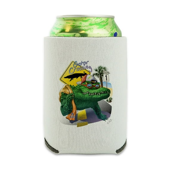 Alligator Gator Crossing Sunglasses Vacation Can Cooler - Drink Sleeve Hugger Collapsible Insulator - Beverage Insulated Holder