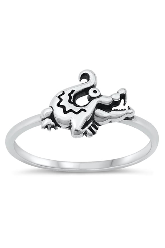 Alligator Gator Spirit Animal Ring .925 Sterling Silver Band Jewelry Female Male Unisex Size 7