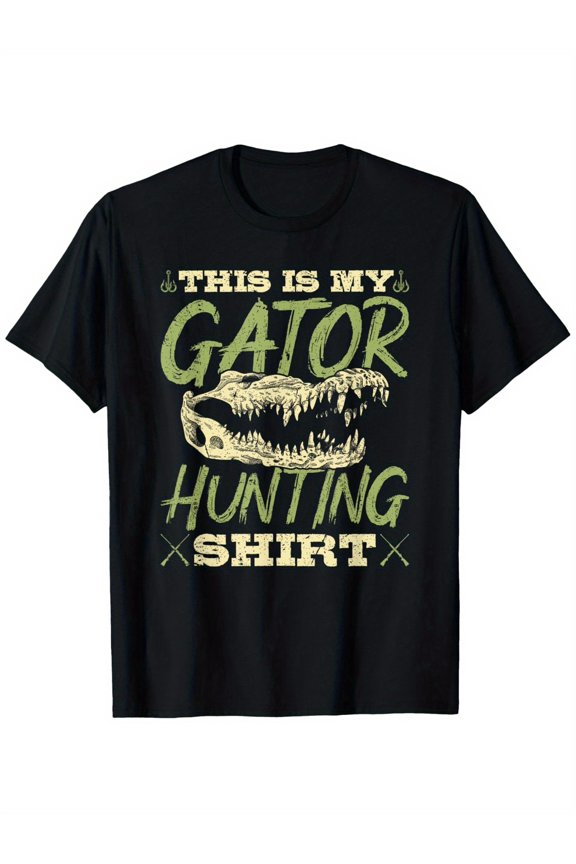 Alligator Hunter "This Is My Gator Hunting" Graphic T-Shirt - 100% Cotton Relaxed Fit Unisex Tee with Bold Alligator Design, Machine Washable, Sizes S-XXXL - Great Gift for Outdoor Enthusiasts
